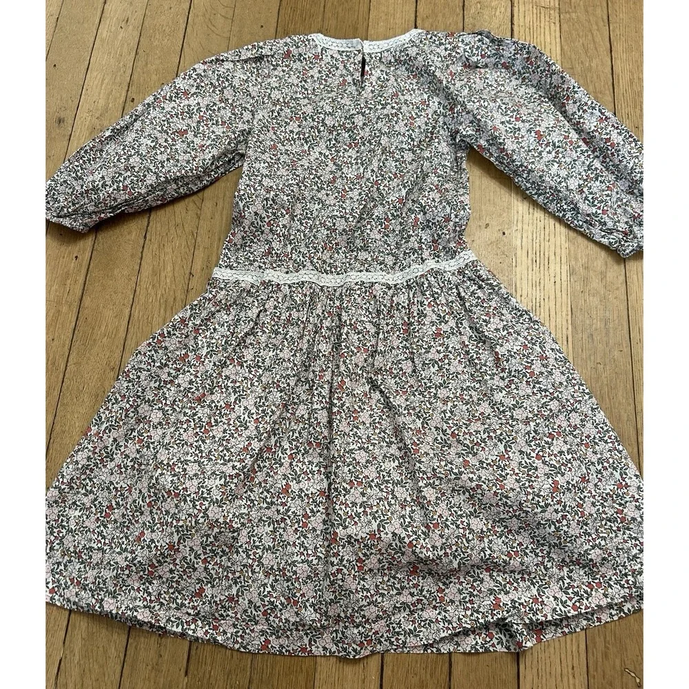 Mipounet Girls Organic Cotton Lace Detail Dress Floral Size 8 Youth Kids